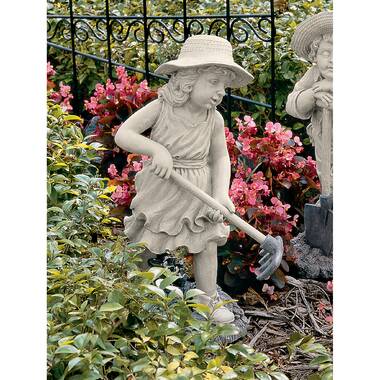 Design Toscano Georgina's Garden Gaze Child at Birdbath Statue